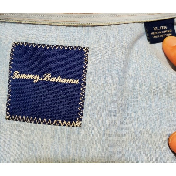 Tommy Bahama Men's Long Sleeve Button Up XL Western Style Striped Blue - Picture 4 of 4